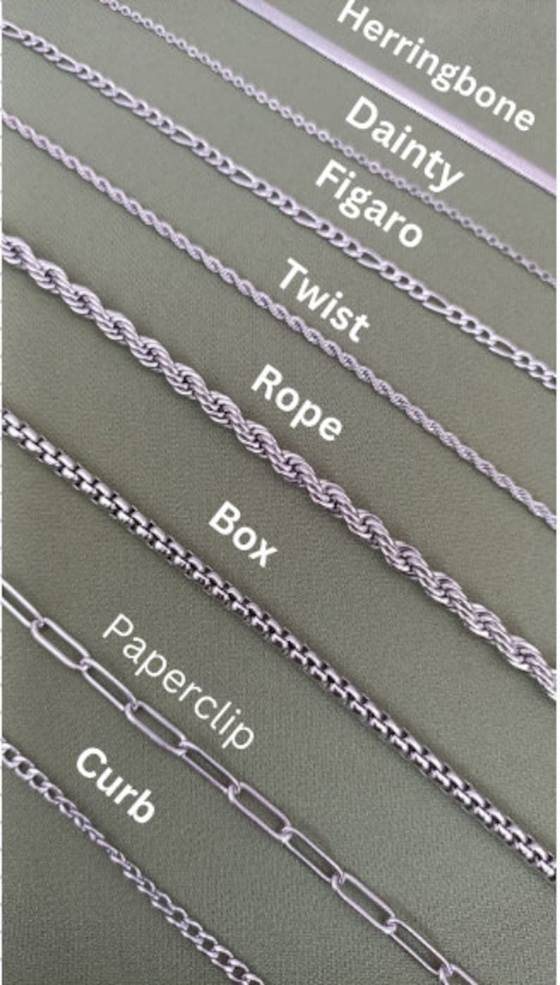 Zilveren ketting ketting, Curb Chain, Figaro Chain, Paperclip, Box, RopeTwist Chain, Moederdag Cadeau, Valentijnsdag, Cadeau voor haar, Cadeau voor hem afbeelding 1