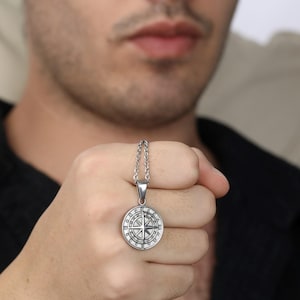 Custom North Star Compass Necklace: Stainless Steel Personalized Pendant