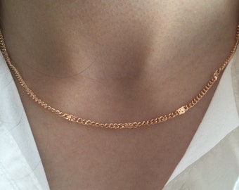 Rose Gold Colour Necklace 3mm Women Girls Necklace , Rose Gold Curb Cuban Chain, Fashion Jewellery, Mother's Days Gifts,  Gift for Her