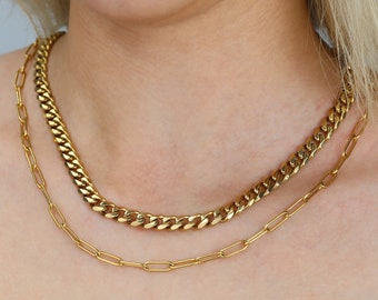 18K Gold gefüllte Paperclip-Kettenhalskette: Wasserdichtes anlaufbeständiges