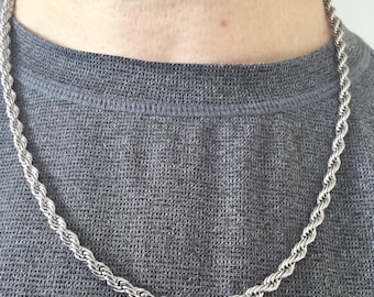 Silver Rope Chain Necklace, 2mm, 3mm, 5mm, 7mm Men's Chain, Silver Twist Chain, Stainless Steel,christmas Gift for Men &women,valentines Day - Etsy Silver Rope Chain Necklace, 2mm, 3mm, 5mm, 7mm Men's Chain, Silver Twist Chain, Stainless Steel,christmas Gift for Men &women,valentines Day - Etsy