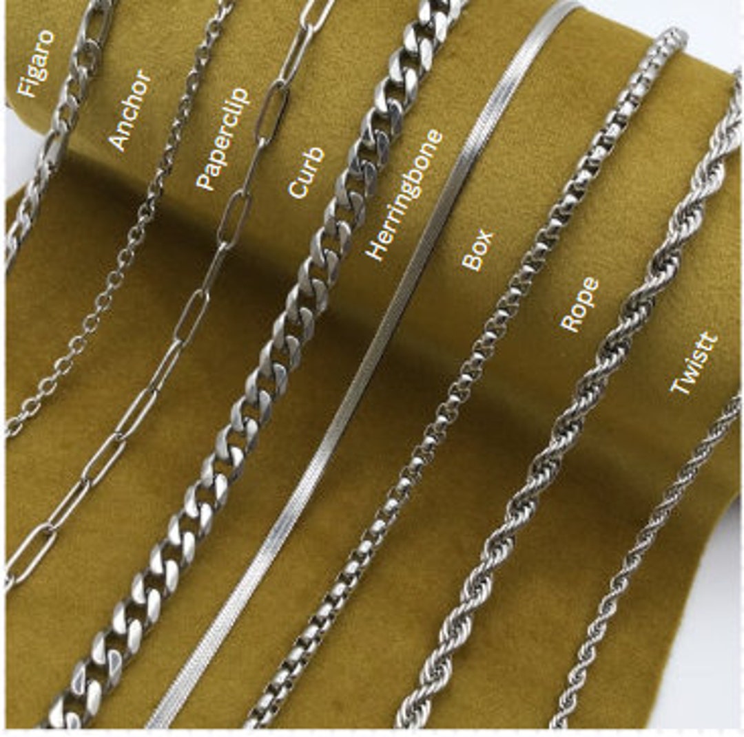 Personalized Stainless Steel Chain Necklace: Curb,paperclip,rope,twist ...