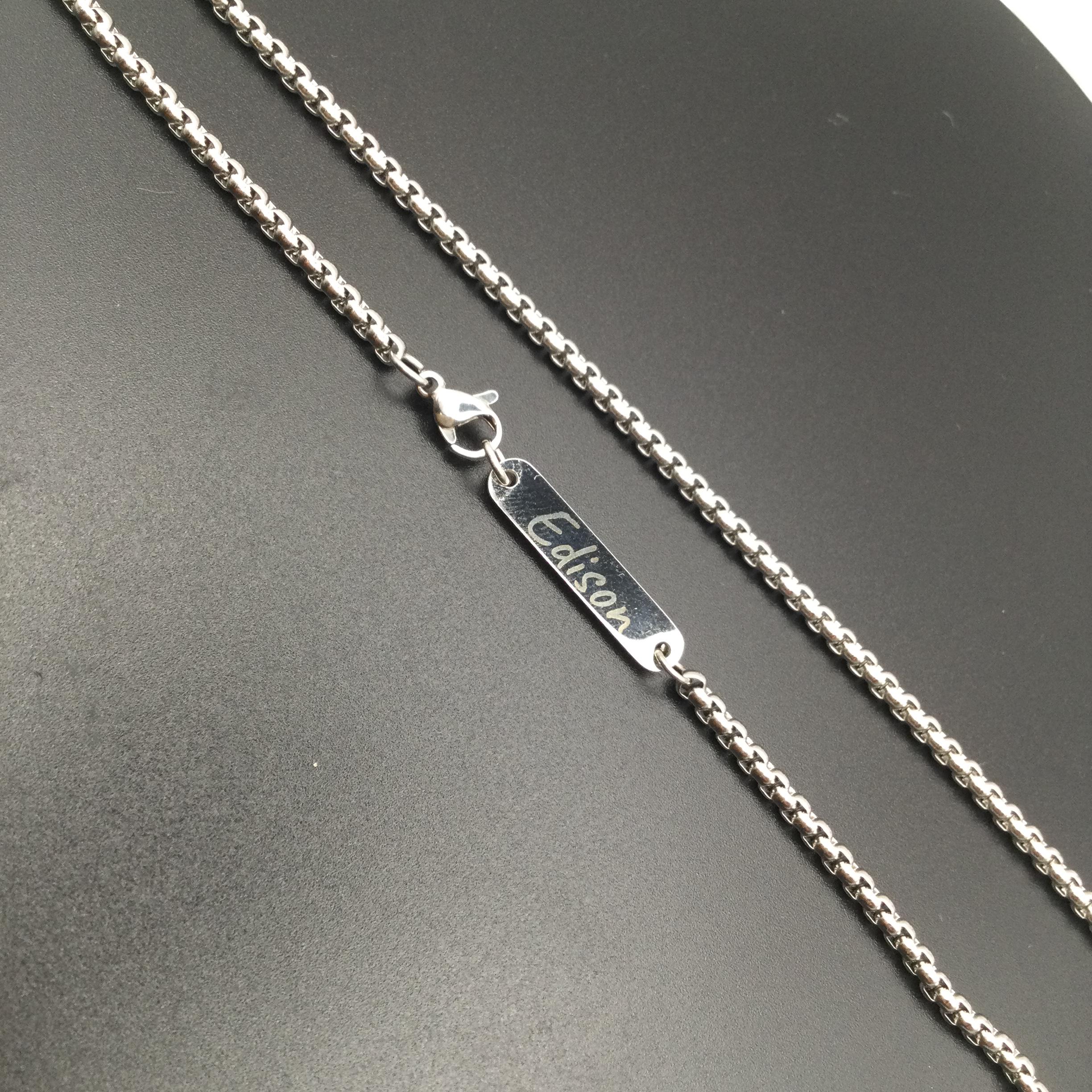 Men's 20 Inch 3mm Tiny Round Box Chain Necklace – High Polish Stainless Steel (316L)