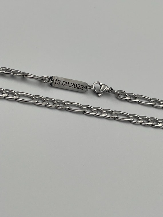 Personalized Silver Stainless Steel Chain Necklace: Custom Name Jewelry, Curb,Figaro,Paperclip, Box, Rope,Twist Chain, Valentine's Day Gifts