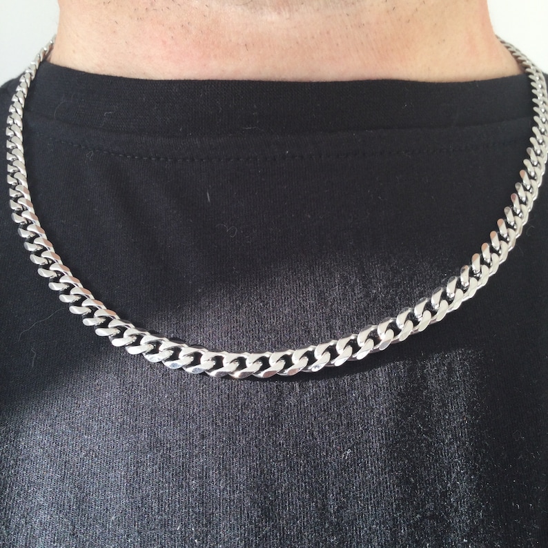 Collar de cadena de plata, cadena CURB, cadena Figaro, clip, caja, cadena RopeTwist, regalo del Día de las Madres, regalo de Navidad, regalo para ella, regalo para él. imagen 9