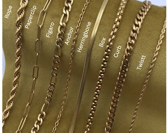 18K Gold Filled Chain ANKLET, Rope Chain,Paperclip Chain, Twist Chain,Figaro Chain, Curb, Snake Chain,Dainty,WATERPROOF, Mother&#39;s Day Gifts