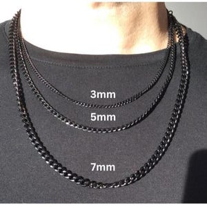 Stainless Steel Curb Chain Necklace: Silver, Black, or Gold,Christmas gift
