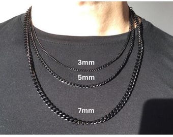 メンズシルバーネックレスチェーン | チョーカーカーブチェーン 3mm