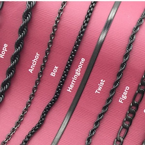 Black Chain,Black Curb Necklace,BLACK ROPE ,Twist ,Paperclip Chain,Black Herringbone Chain,Valentine's day,Giftfor him& her,Waterproof Chain