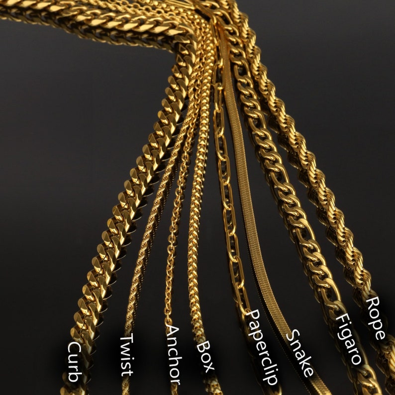 18K Gold Filled Chain Necklace,Curb,Figaro,Rope,Paperclip Chain,Herringbone Chain,twist Chain,Gift For Her,Gift for him,Valentine's Day image 2
