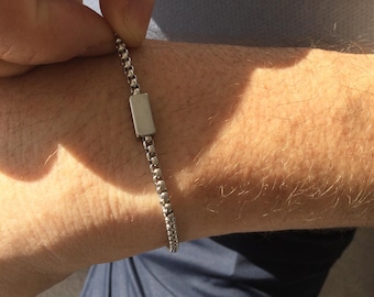 Engraved Men's Bracelet, Custom Stainless steel Jewelry , Christmas Gift For Husband