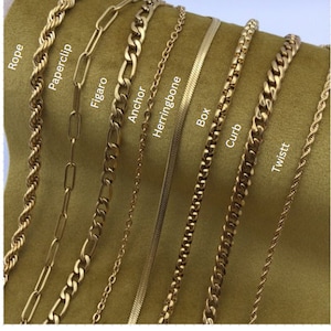 18K Gold Filled Chain ketting, Curb, Figaro, touw, paperclip ketting, visgraat ketting, twist ketting, cadeau voor haar, cadeau voor hem, Valentijnsdag afbeelding 9