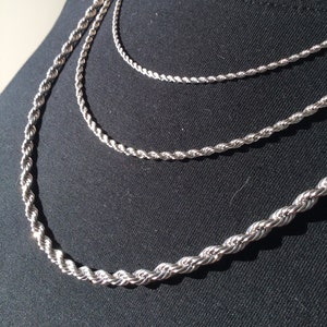 Zilveren ketting ketting, Curb Chain, Figaro Chain, Paperclip, Box, RopeTwist Chain, Moederdag Cadeau, Valentijnsdag, Cadeau voor haar, Cadeau voor hem afbeelding 7