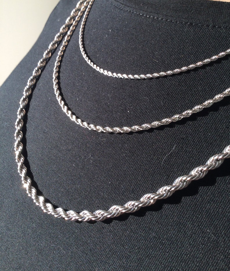 Silver Chain Necklace, Curb Chain, Figaro Chain,Paperclip,Box,RopeTwist Chain,Mothers Day Gift,Valentine's Day,Gift For Her, Gift For Him zdjęcie 7