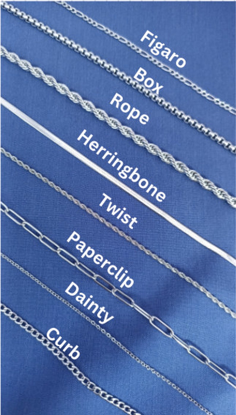 Silver Chain Necklace,CURB Chain,Paperclip,Twist,Rope,Figaro Chain,Herringbone Chain,Dainty Chain,Gift for him,Gift for her,Christmas Gift image 1