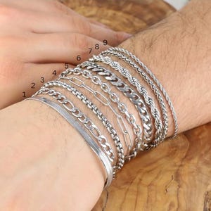 Personalized silver Chain Bracelet,Personalized Mens Gift,Name Bracelet For Men, Stainless Steel Name Initial Gift, Valentine's Day Gifts