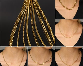 18K Gold Filled Chain ketting, Curb, Figaro, touw, paperclip ketting, visgraat ketting, twist ketting, cadeau voor haar, cadeau voor hem, Valentijnsdag