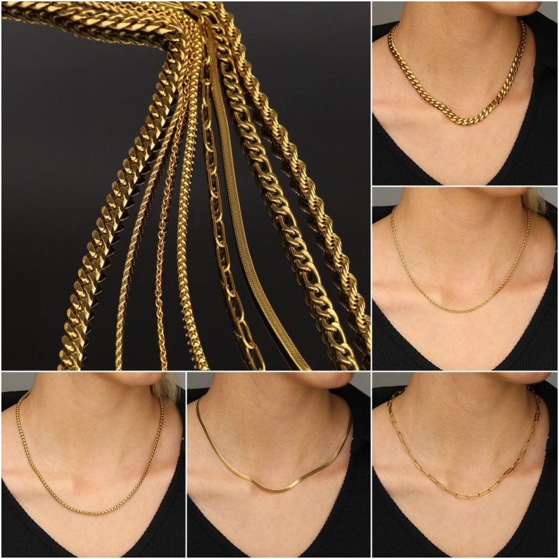 18K Gold Filled Chain Necklace,Curb,Figaro,Rope,Paperclip Chain,Herringbone Chain,twist Chain,Gift For Her,Gift for him,Valentine's Day image 1