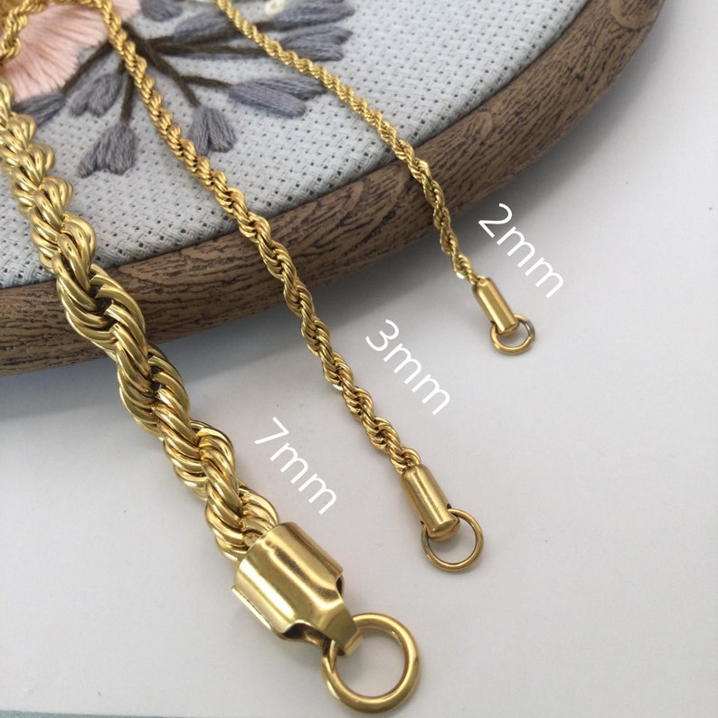 18K Gold Chain Necklace, Cable, Paperclip Chain,Rope Chain,Twist Chain, Figaro Chain, Curb Chain, Waterproof, Valentine's Day, Gift for Her,