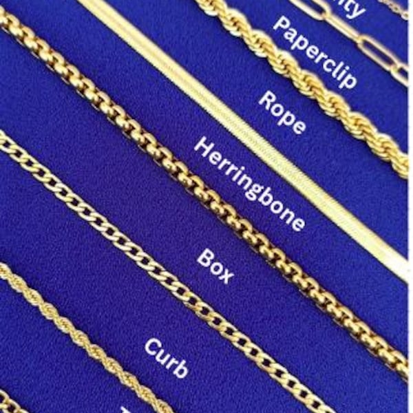 18K Gold Filled Kettenhalskette: Panzerkette, Figaro, Seil, Büroklammer, Herringbone, Box, zierliche, Twist-Halskette, kundenspezifische Muttertagsgeschenke, Geburtstagsgeschenk