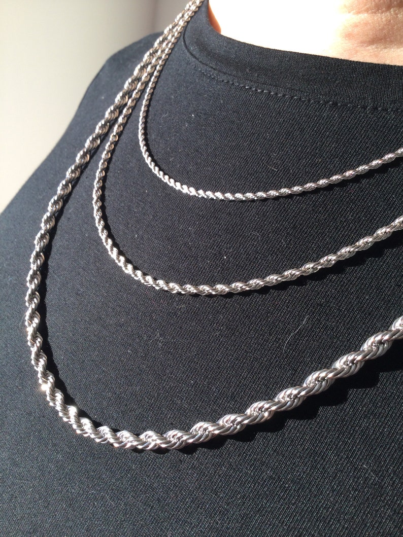 Silver Chain Necklace,CURB Chain,Figaro Chain,Paperclip,Box,RopeTwist Chain,Mothers Day Gift,Christmas Gift,Gift For Her, Gift For HIM. imagem 7