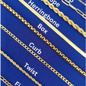 18K Gold Filled Chain ketting, Curb, Figaro, touw, paperclip ketting, visgraat ketting, twist ketting, cadeau voor haar, cadeau voor hem, Valentijnsdag afbeelding 1