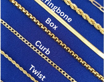 18K Gold Filled Chain Necklace,Curb,Figaro,Rope,Paperclip Chain,Herringbone Chain,twist Chain,Gift For Her,Gift for him,Valentine's Day