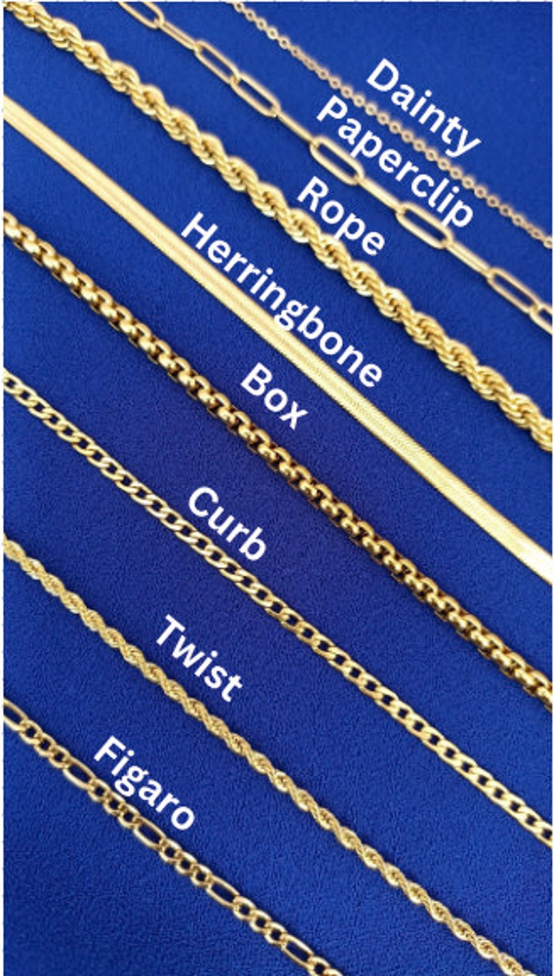 18K Gold Filled Chain Necklace,Curb,Figaro,Rope,Paperclip Chain,Herringbone Chain,twist Chain,Gift For Her,Gift for him,Valentine's Day image 2