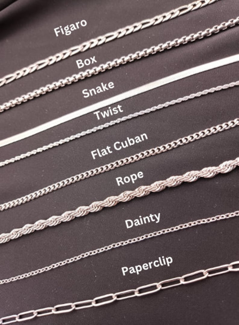 Silver Chain Necklace , Cable Chain , Paperclip ,Twist Chain, Figaro Chain ,Curb Chain , Dainty Chain ,gift for him,Silver Rope Chain, Gift for Kids • Christmas Gifts are handmade Tarnish Free & Waterproof Chains. Perfect gift for her,Summer Gift