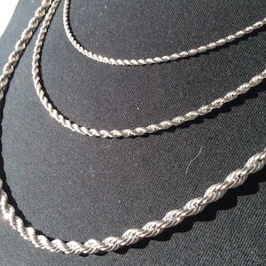 Silver Rope Chain Necklace, Twist Chain,Men&#39;s rope Chain,Waterproof Chain,Pendant Chain,Women Silver Chain,Gifts for her,Christmas  Gifts