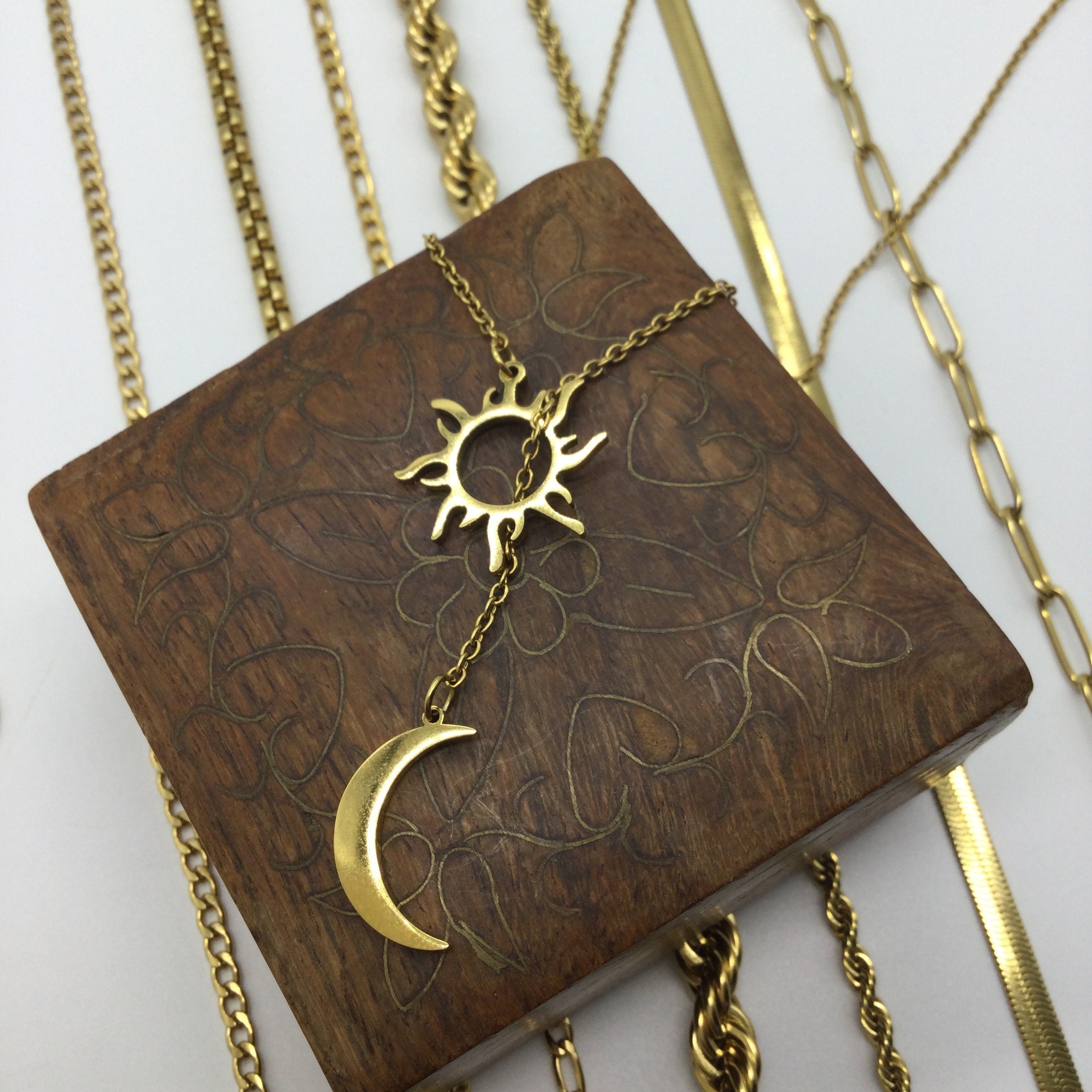 Sun and moon shop necklace etsy