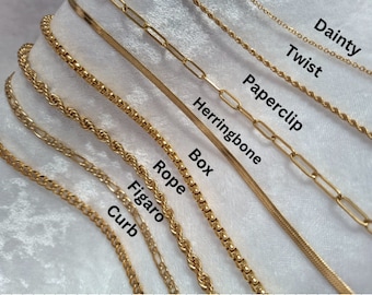 18K Gold Filled Necklace, Curb Chain, Paperclip Chain,Twist ,Rope Chain,Christmas Gift, Figaro ,Dainty Chain,Herringbone Chain,Gift For Her