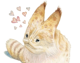 Murley the Loth-Cat, Ahsoka, Giclee Art Print, 5x7, Star Wars Rebels Wall Art