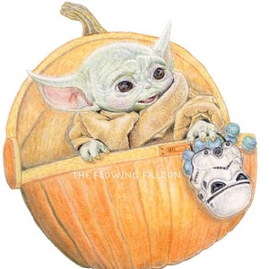Grogu Halloween Art Print 5x7