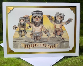Babu Frik Greeting Card with Removable Mini Print- Grogu’s Friends- The Anzellans