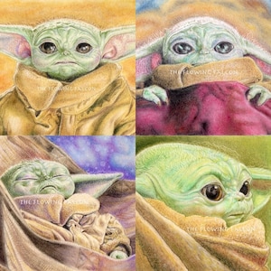 Grogu Cute Wall Art Set, 4x6 Mini Print Fun Pack