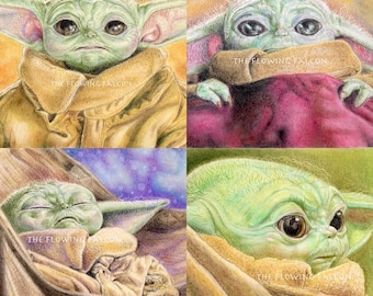 Grogu Cute Wall Art Set, 4x6 Mini Print Fun Pack