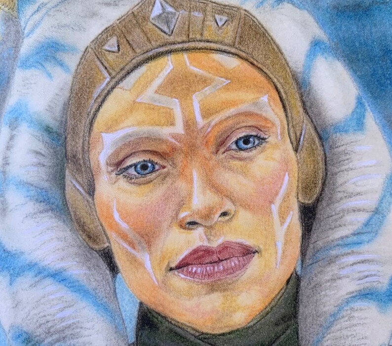 Ahsoka Grogu and Morai 5x7 Art Print Ahsoka Drawing Ahsoka Etsy