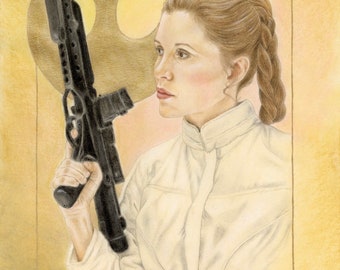 Lámina artística de la Princesa Leia: Ilustración giclée de Star Wars (11 x 14)