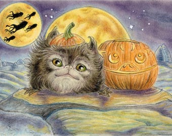 Loth-Kitten Halloween Art Print, Ahsoka, Giclee Art Print, 5x7, Star Wars Rebels Wall Art