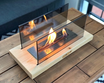 Table Top Fireplace, Handmade Table Top Fire Pit, Bio Ethanol Fireplace, Wooden Fireplace, Fireplace, Christmas Gift, Bioethanol Fireplace