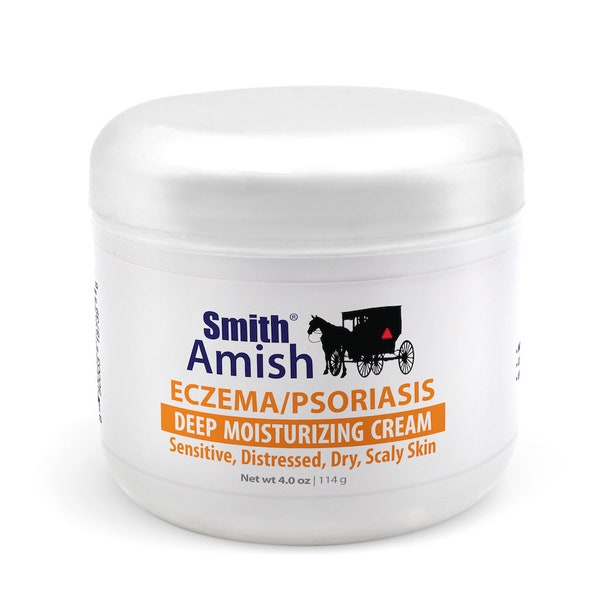 Smith Amish Soothing Eczema-Psoriasis Moisturizing Cream 4oz Jar. Gentle Care for Sensitive, Scaly Skin with Colloidal Oatmeal & Vitamin B5.