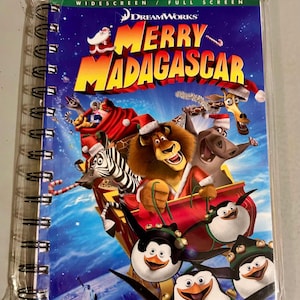 Handmade Repurposed VHS Journal/Sketchpad - Merry Madagascar