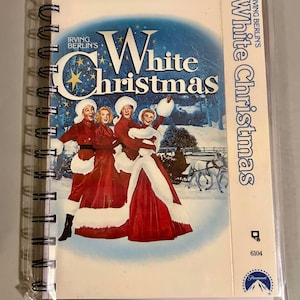 Handmade Repurposed VHS Journal/Sketchpad -White Christmas