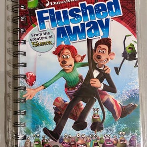 Handmade Repurposed VHS Journal/Sketchpad - Flushed Away