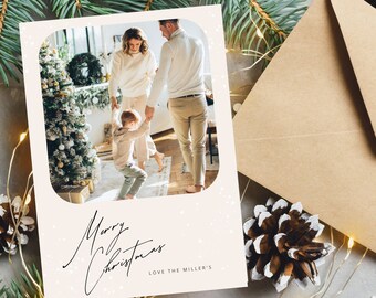 Photo Christmas Card Template, Printable Christmas Card, Minimalist Christmas Card, Christmas Card Template 5x7