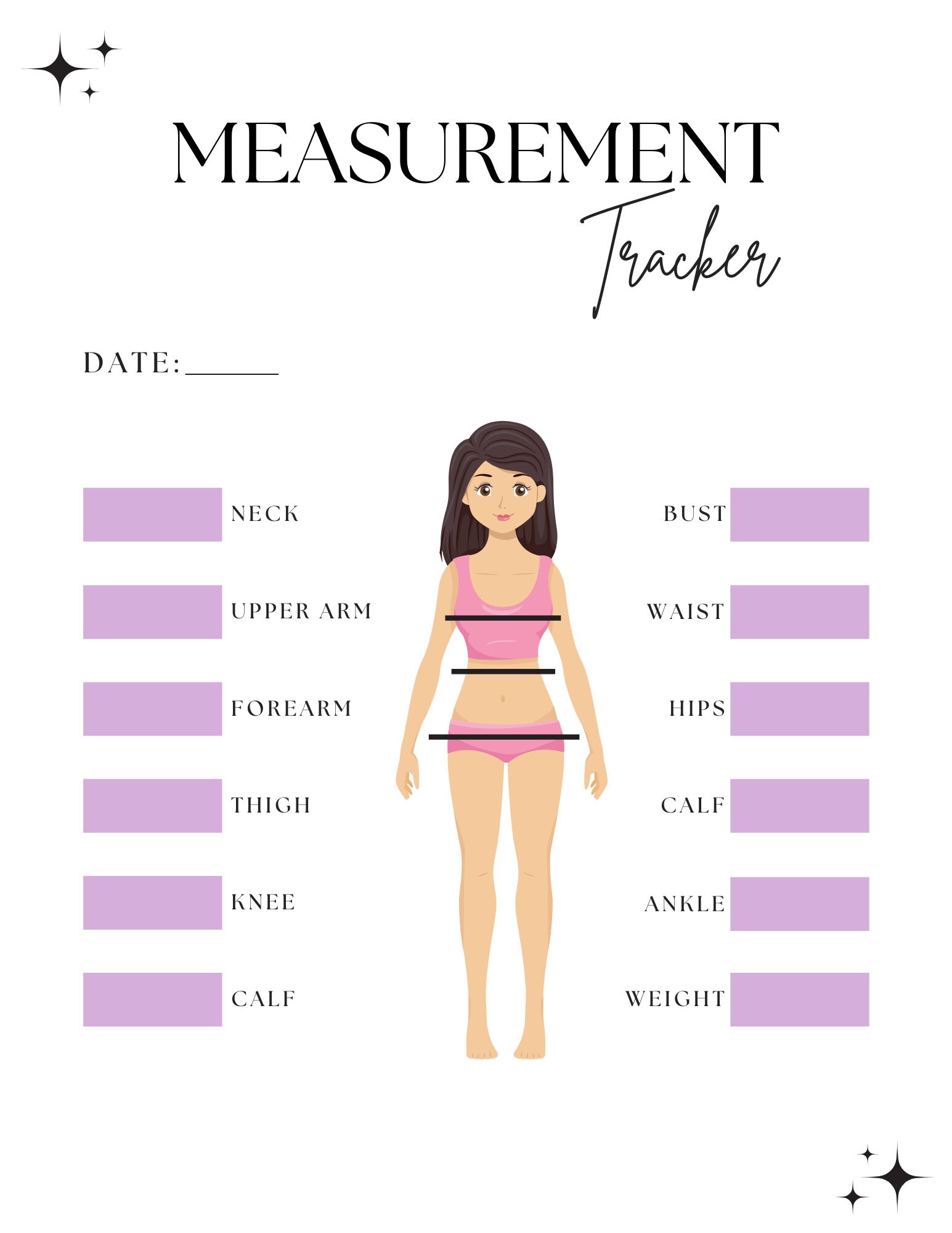 Body Measurement Tracker, Printable Weight Loss Tracker, Weight Tracker