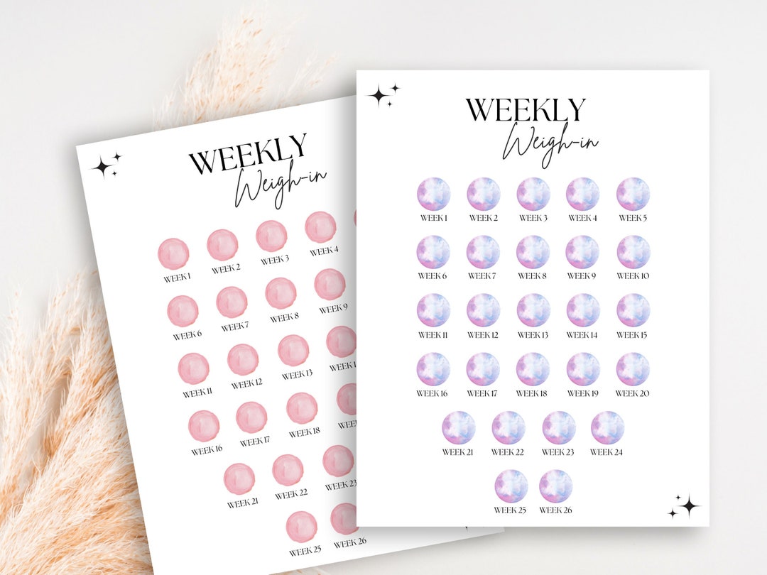 Weekly Weigh in Tracker, Printable Weight Loss Tracker, Pounds Lost ...