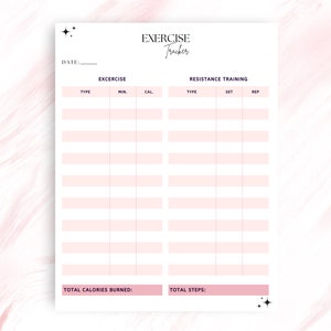 Exercise Tracker, Printable Exercise Tracker, Printable Weight Loss Tracker, Digital Download