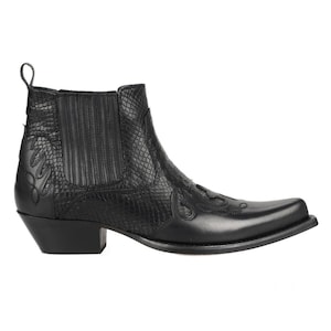 FootCourt- Black Men&#39;s Cowboy Boots Genuine Leather Dallas Classic Western Cowboy Boots Texas Boots Leather Soles Handmade New